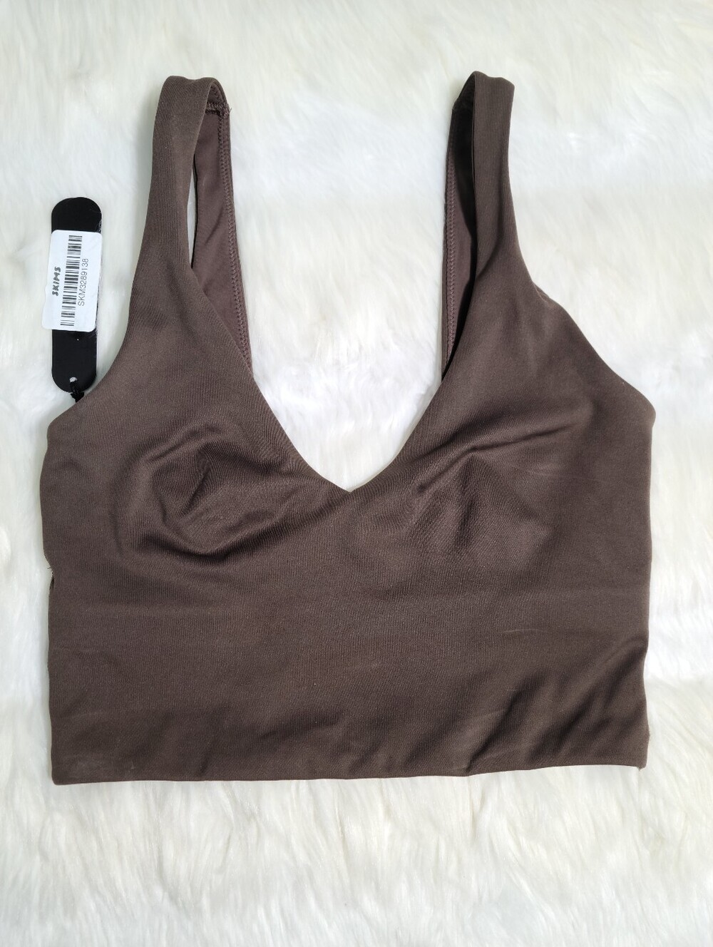 Nike SKIMS Matte V Neck Longline Tank Brown Dark Sepia Women XXS NEW